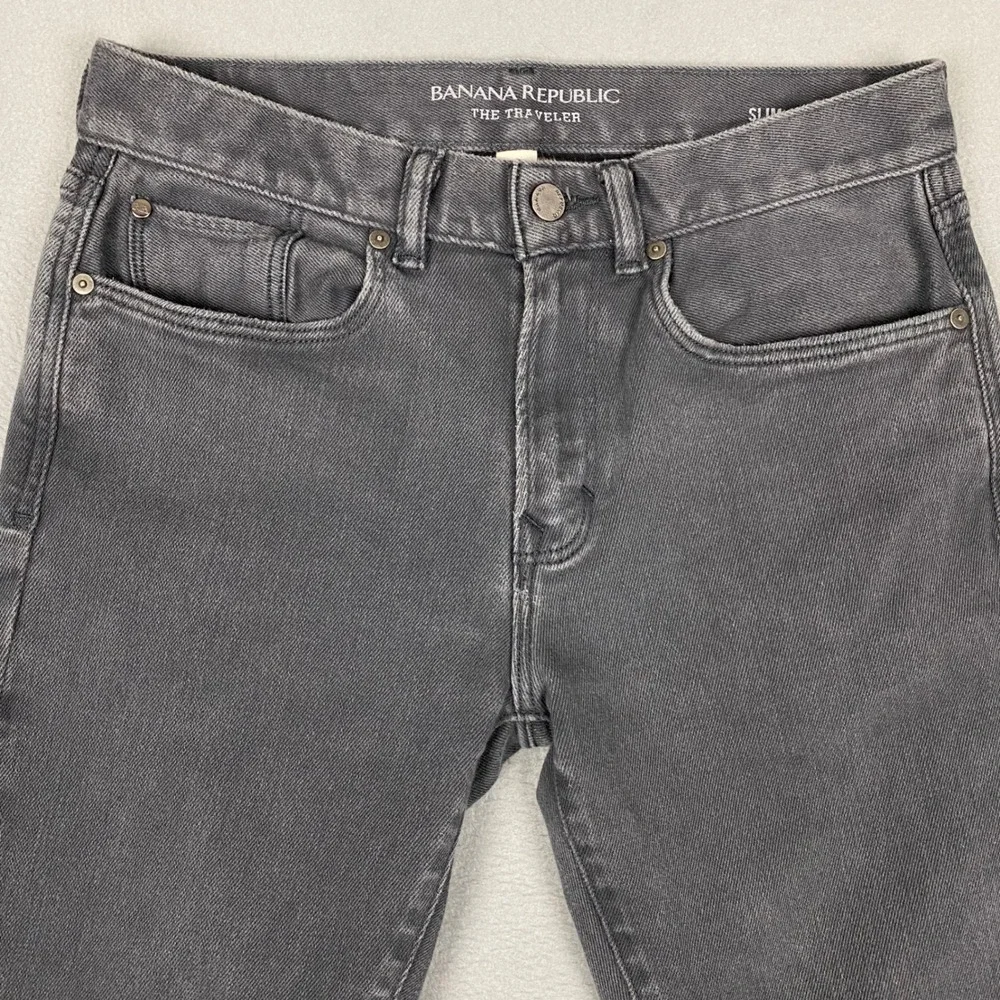 Banana Republic Traveler Slim Fit Stretch Denim Jeans‎ Mens 30 Gray